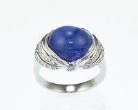 Blue sapphire and diamond ring