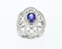 Blue sapphire and diamond ring