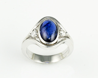 Blue sapphire and diamond ring