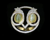 Chrysoberyl cat's eye and diamond ring