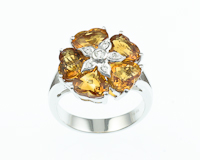 Citrine and diamond ring