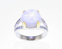 Star sapphire and blue sapphire ring