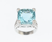 Aquamarine and diamond ring