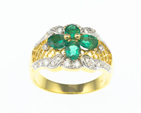 Emerald and diamond ring