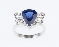 Blue sapphire and diamond ring