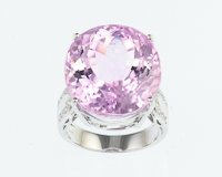 Kunzite and diamond ring