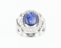 Blue sapphire and diamond ring