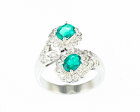 Emerald and diamond ring