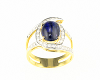 Blue sapphire and diamond ring