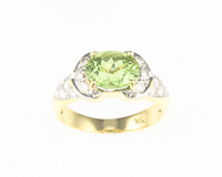 Peridot and diamond ring