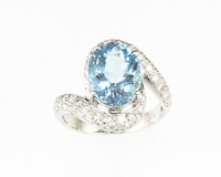 Aquamarine and diamond ring