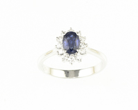 Blue sapphire and diamond ring