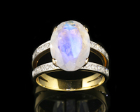 Moon stone and diamond ring