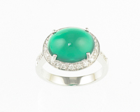 Chrysoprase and diamond ring