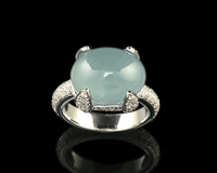 Aquamarine and cubic zirconia ring