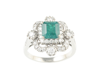 Emerald and diamond ring