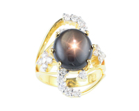 Star sapphire and diamond ring