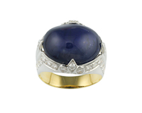 Blue sapphire and diamond ring