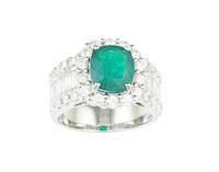 Emerald and diamond ring