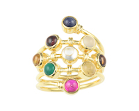 Mixed gem stones ring