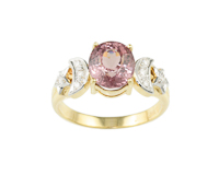 Color-change garnet and diamond ring