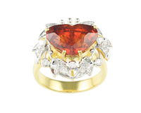 Mandarin spessartite garnet and diamond ring