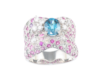 Zircon, cubic zirconia and sapphire ring