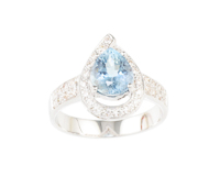 Aquamarine and diamond ring