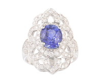 Blue sapphire and diamond ring