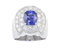 Blue sapphire and diamond ring