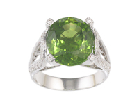 Peridot and diamond ring