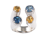 Citrine, topaz and zircon ring