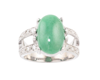 Jadeite (type-A) and zircon ring