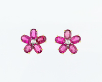 Rubellite and diamond earrings