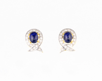 Blue sapphire and diamond earrings