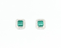 Emerald and diamond earrings