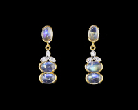 Moon stone and diamond earrings