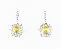 Sphene and diamond earrings