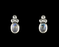 Moon stone and cubic zirconia earrings