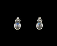 Moon stone and cubic zirconia earrings
