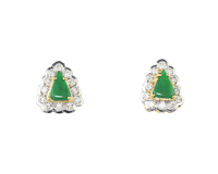 Jadeite (type-A) and diamond earrings