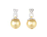 South sea pearl and diamond earrings