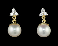 Fresh water pearl and diamond earrings