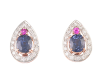 Spinel, sapphire and diamond earrings