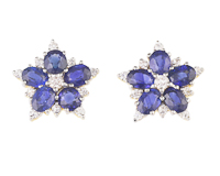 Blue sapphire and diamond earrings