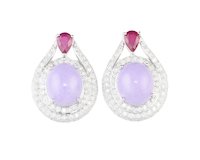 Jadeite (type-A), ruby and diamond earrings