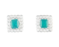 Emerald and diamond earrings