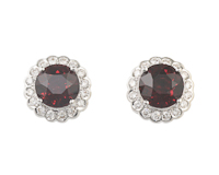 Garnet and diamond earrings