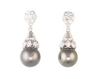 South sea pearl and diamond earrings