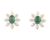 Tsavorite garnet and diamond earrings